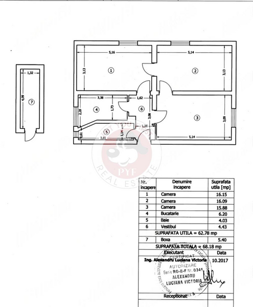 Lac Floreasca | 3 camere | 68mp | Semidecomandat | B12315